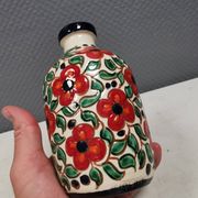 A mid-century vase with painted flowers. Portugal, 1950-60s. Majolica style