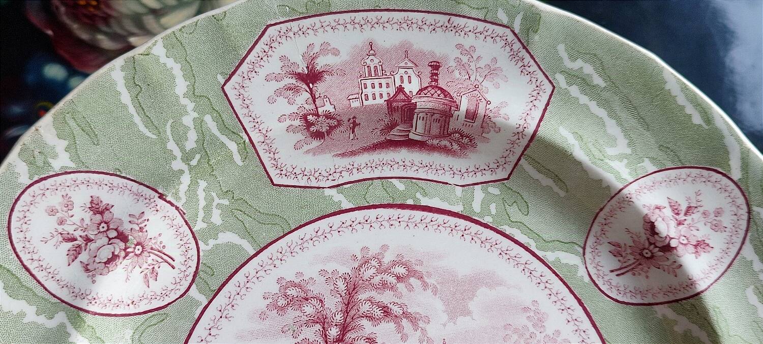 Set of 4 antique plates - Creil & Montereau - Opaque porcelain -