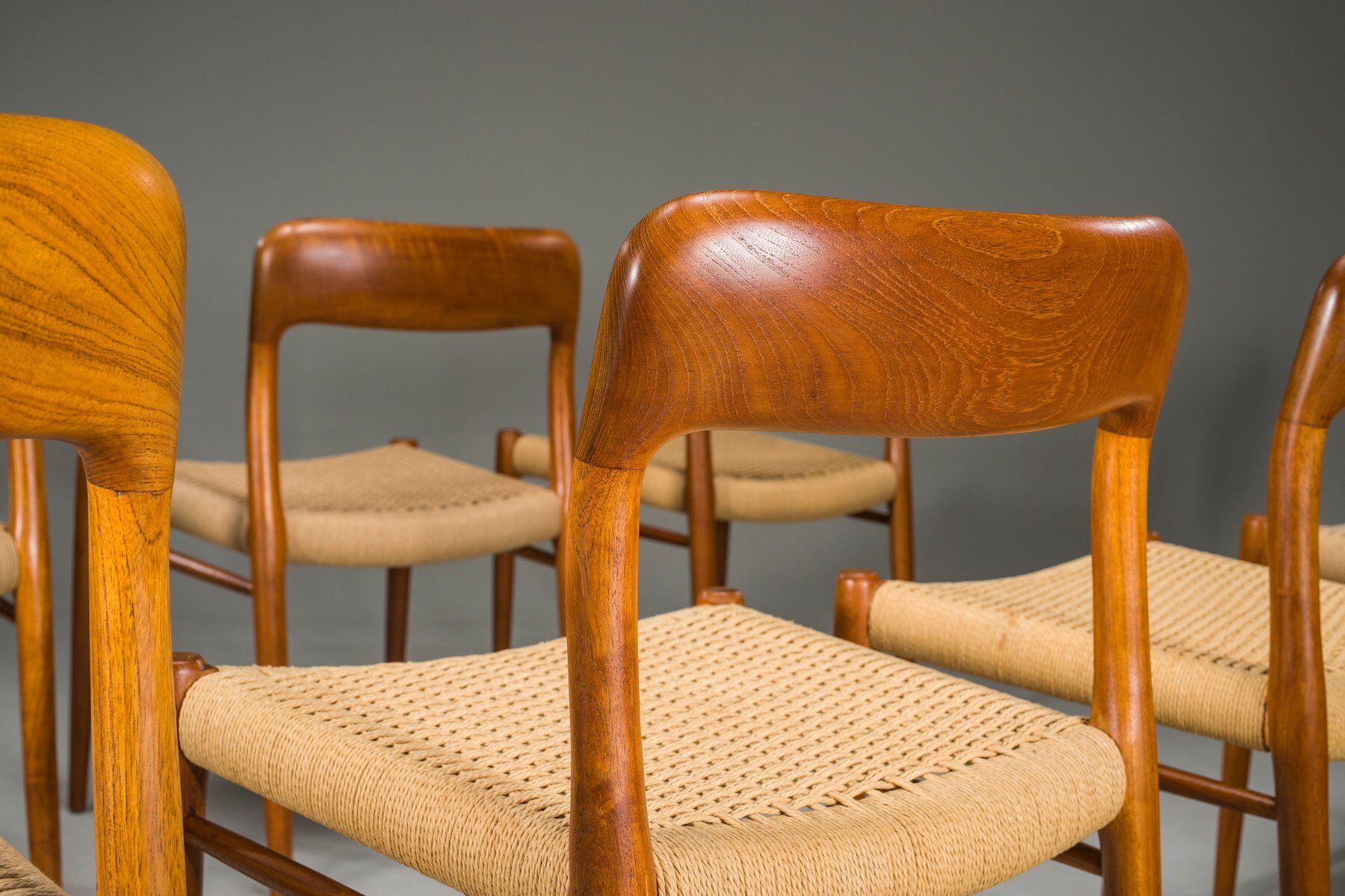 Danish teak Model 75 dining chairs by Niels Møller, 1960s, set of 8
