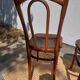 set of 3 curved wooden bistro chairs with patterns