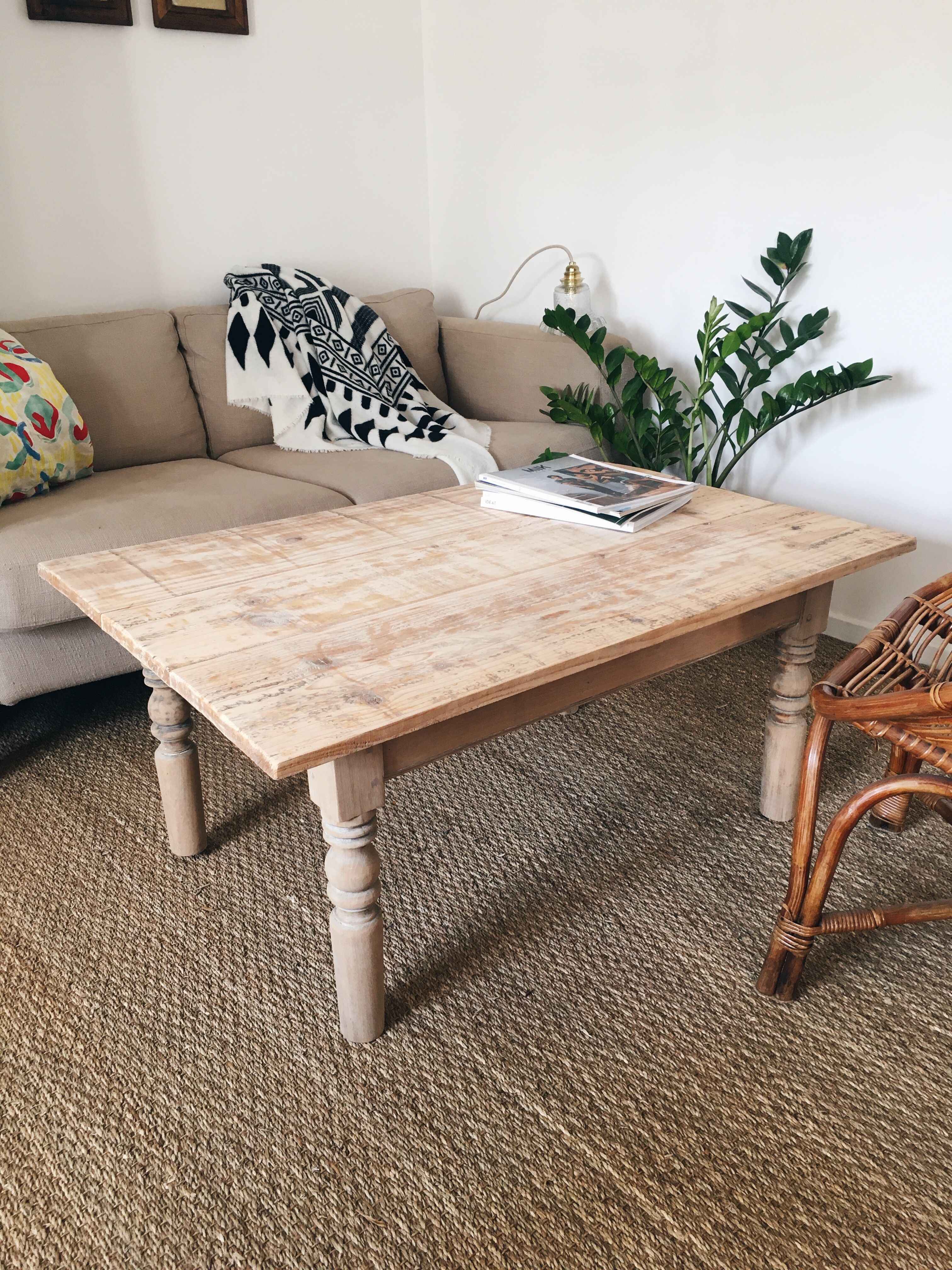 Farm table with cut feet
