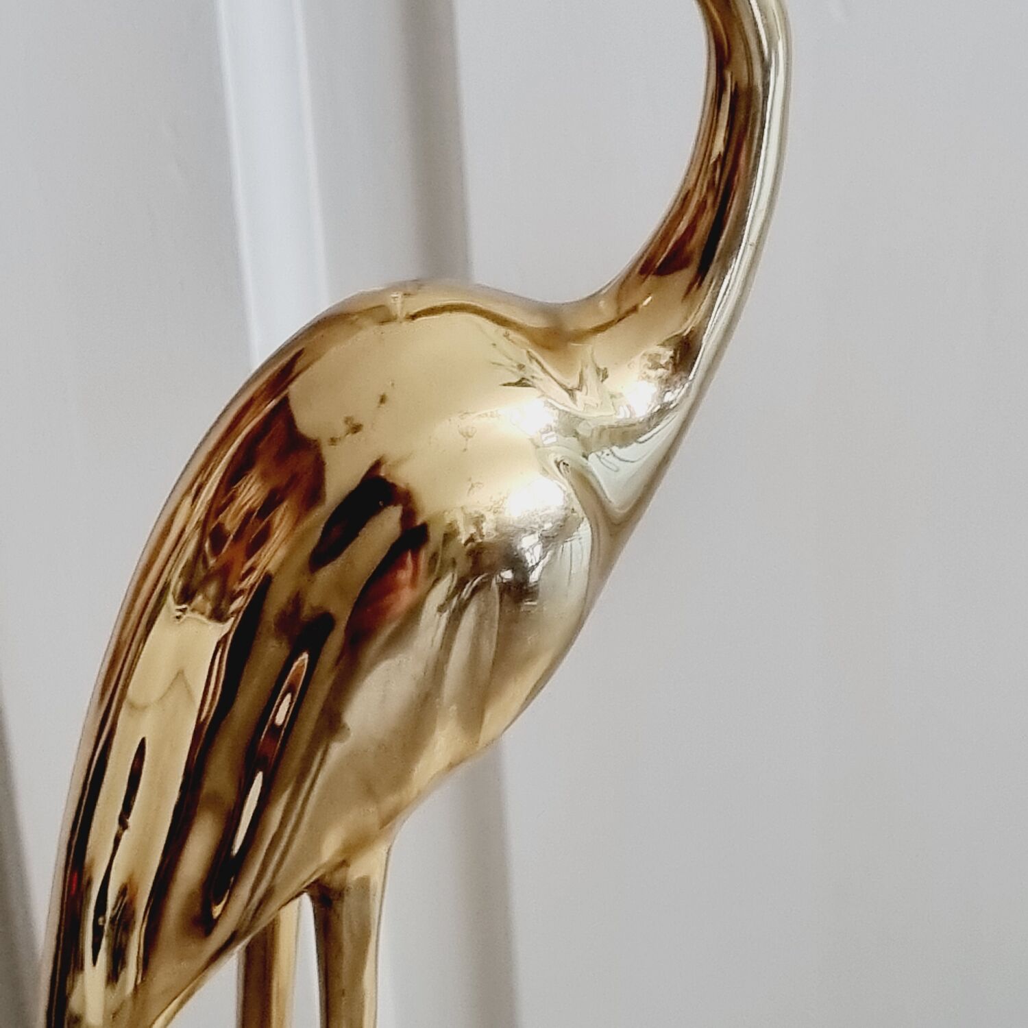 Ibis heron gilded brass