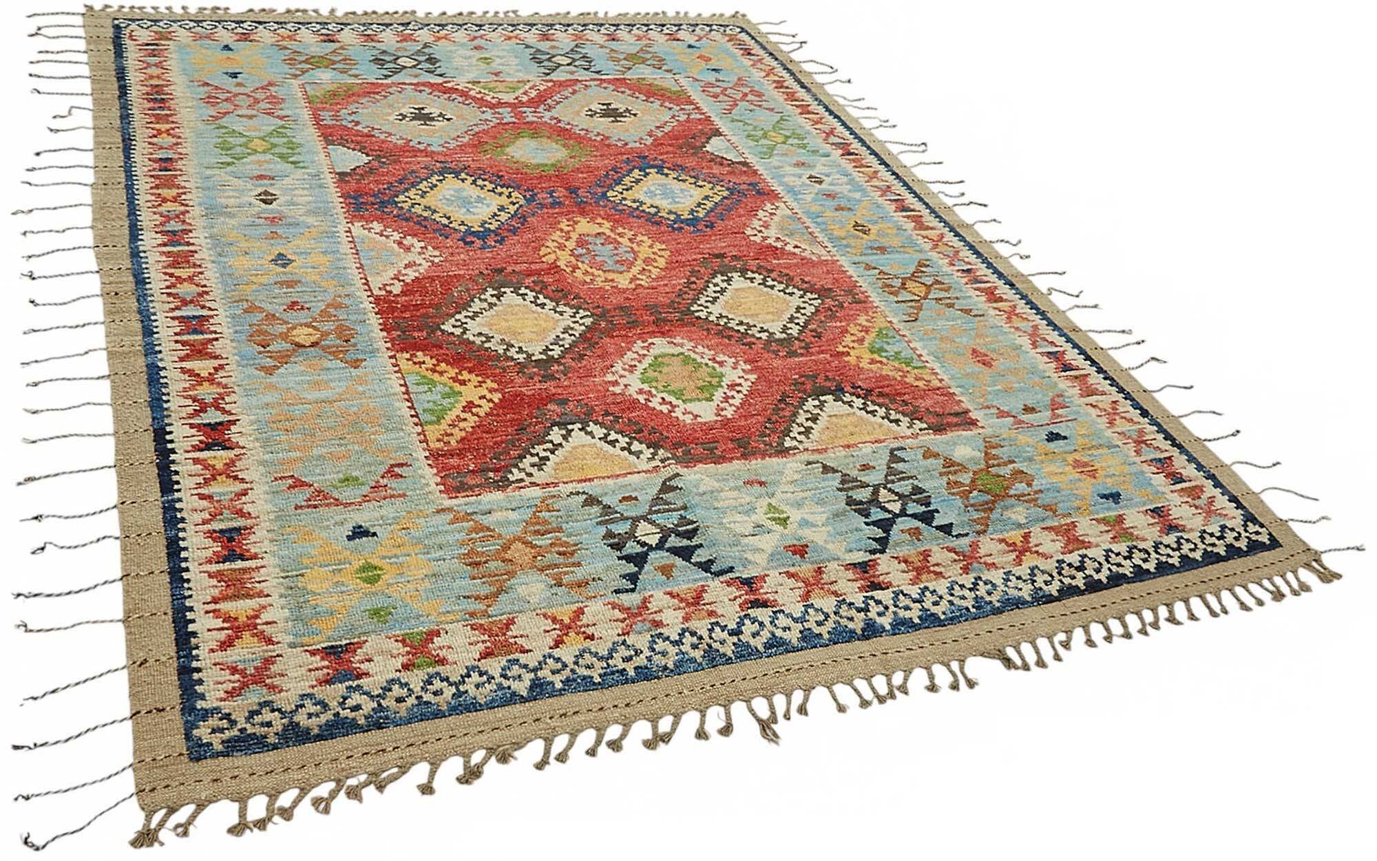 Handwoven Turkish Rustic 228 cm x 300 cm Multicolor Wool Carpet
