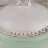 Water green vegetable dish with golden frieze, Cafés Lemaire.