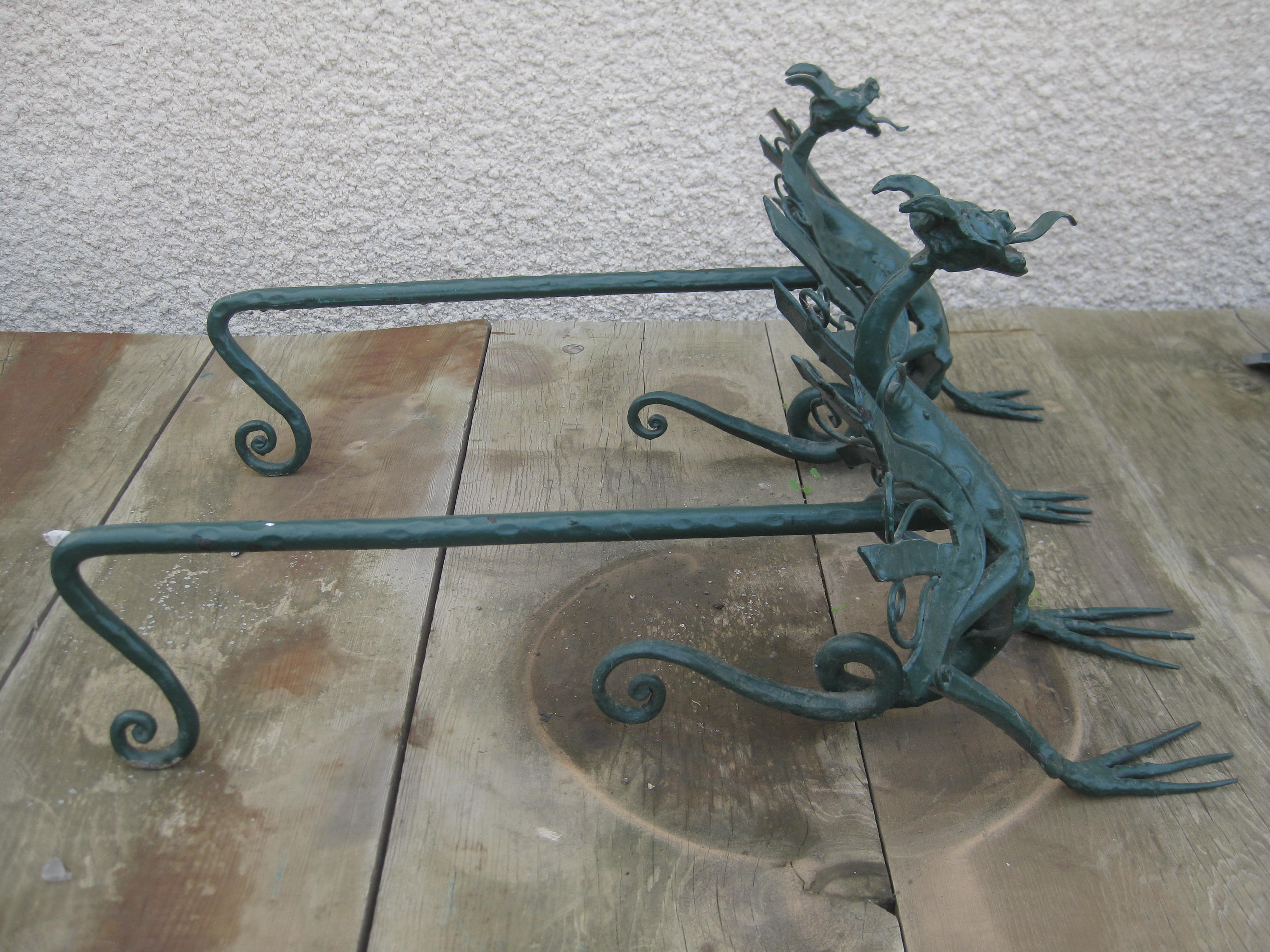 Pair of vintage dragon chenets