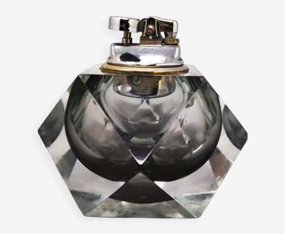 Briquet de table gris en verre Murano Sommerso Par Flavio Poli 1960