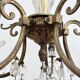 Bronze chandelier with crystal pendants circa 1950, 5 lights, H = 81 cm