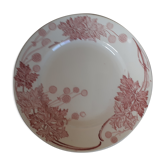 6 plates at the beginning of the 20th century Lunéville, plane tree model. Dark pink floral décor, white background