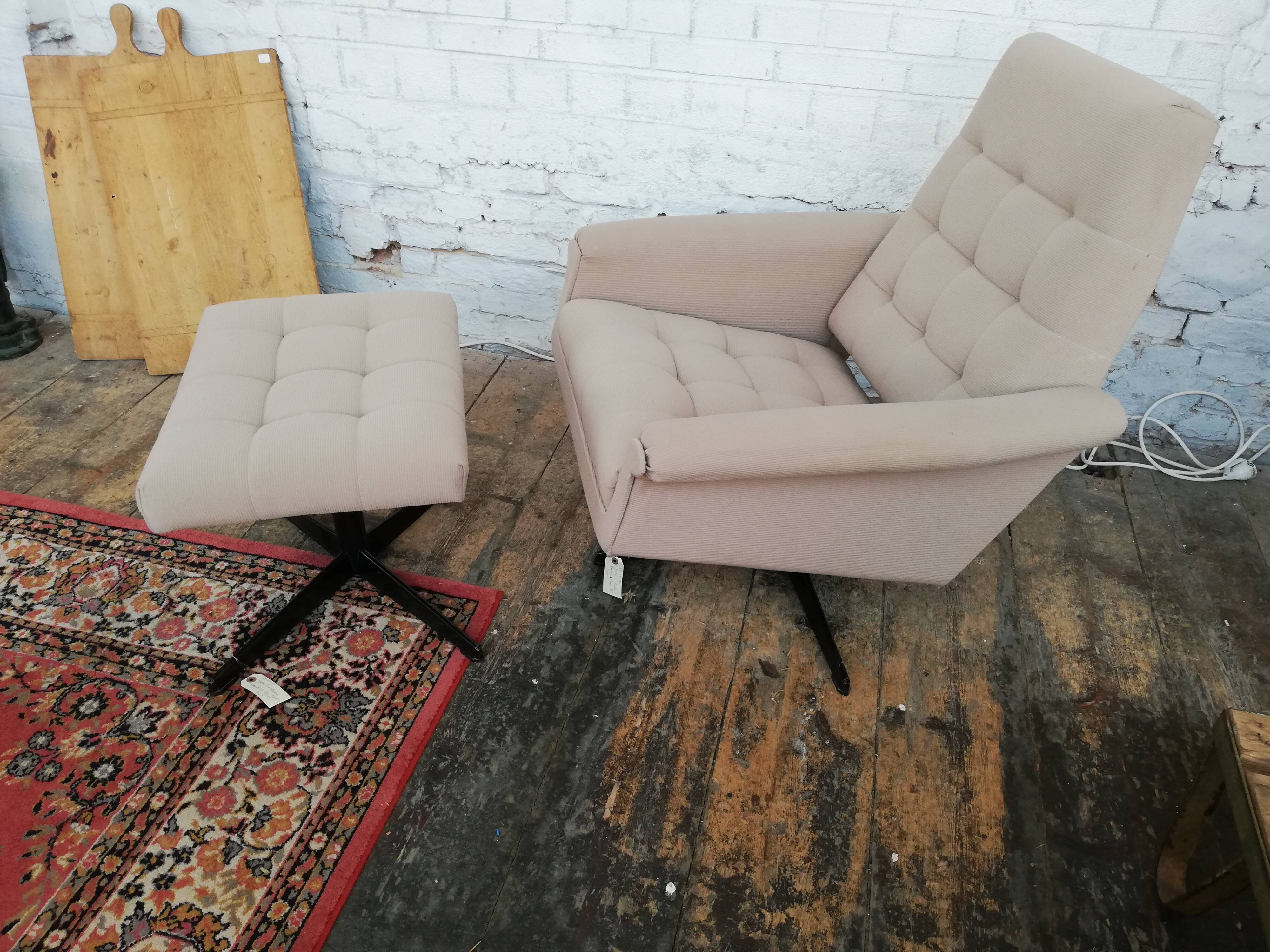 Armchair with Czech footrest, 1960, Munzar and Moravian