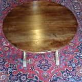 Table vigneronne en bois naturel de noyer diamètre 101 cm