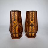 Vintage Mid Century Modern Handmade Tramp Art Matchstick & Geometric W