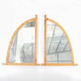 Pair of rattan “sail” mirrors