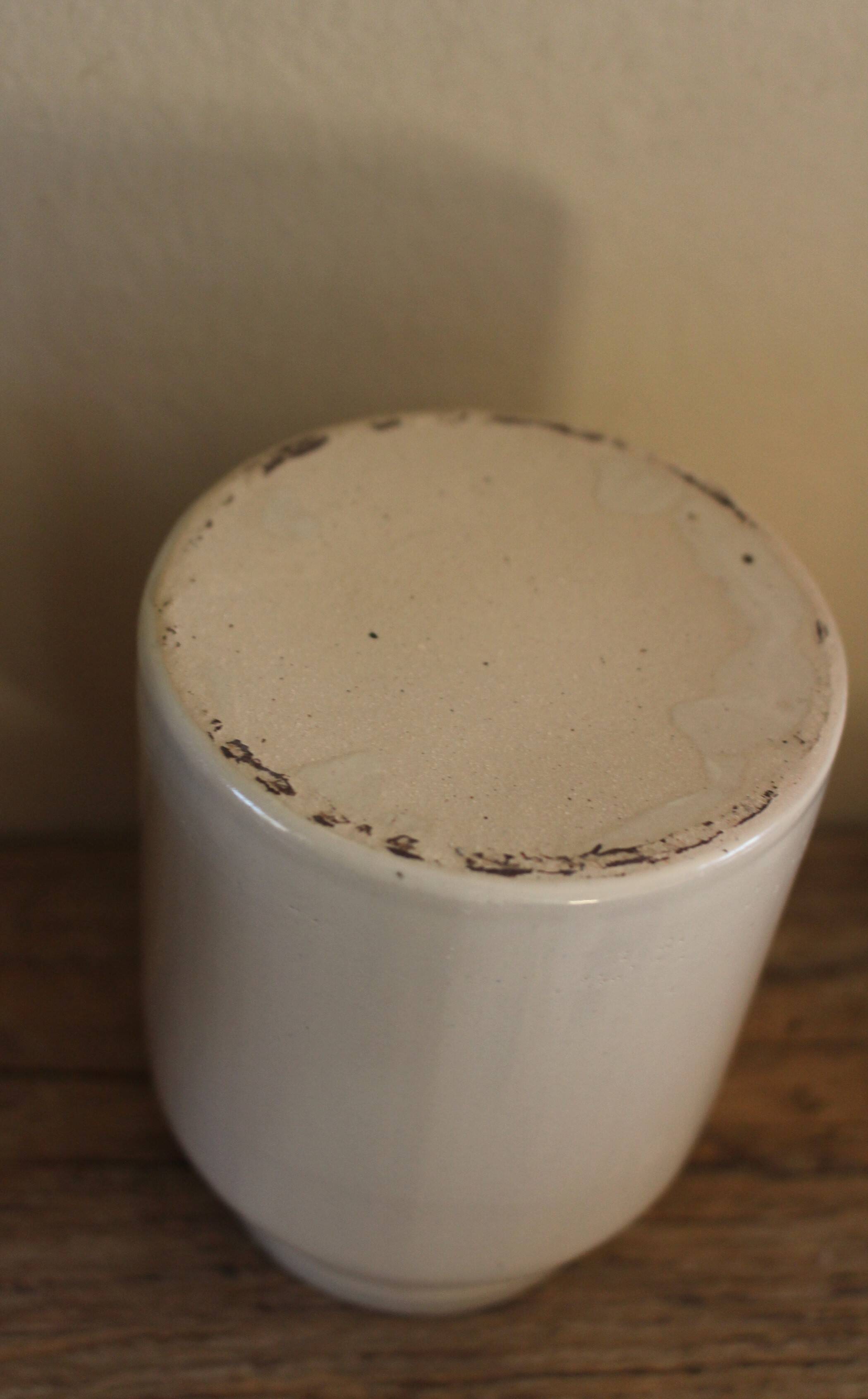 Vintage stoneware vase pot greige
