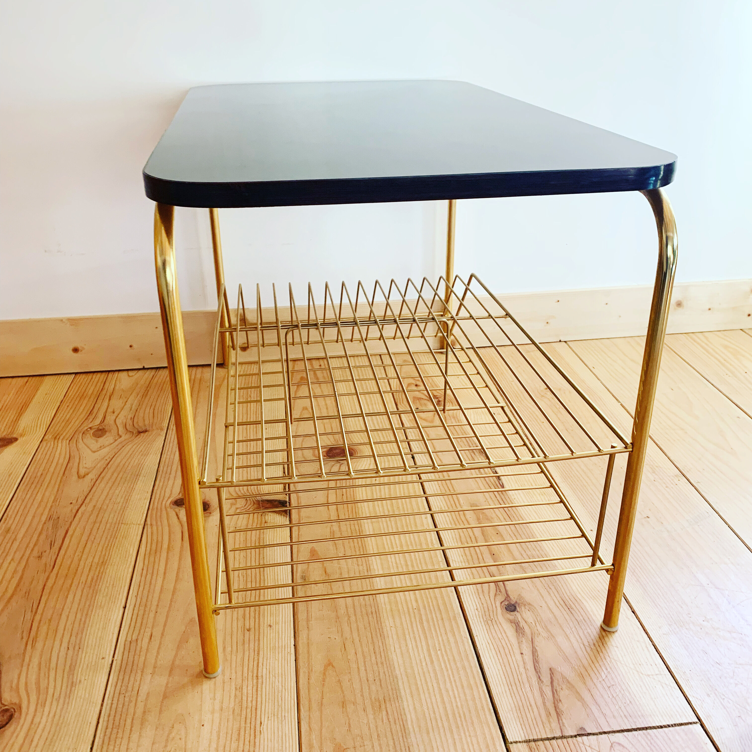 Meuble platine vintage et porte vinyles