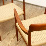 Mid century teak dining chairs by Niels O. Møller for J.L. Moller, Model 56, Set of 4,Denmark, 1950s