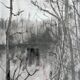 Painting signed gantner (bernard, 1928-2018) – watercolored chinese ink, lake landscape
