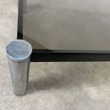 Table basse chrome et verre fumé années 70