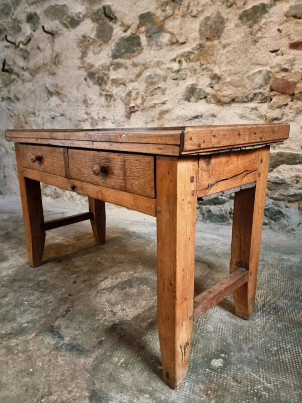 Table d'appoint française ancienne du XIXe siècle en cerisier et chêne – vers 1870