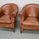 Vintage Dutch Leather Club Chairs in Cognac, Set of 2