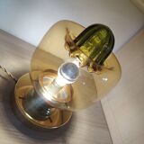 Amber green Murano globe as a lamp