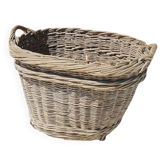 Ancien panier de vendanges en osier XL