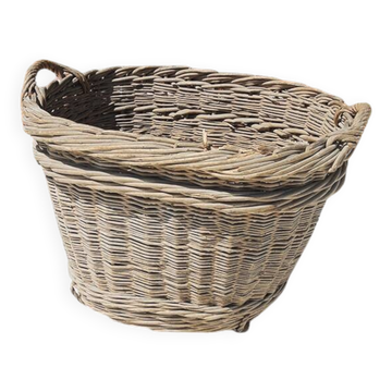 Ancien panier de vendanges en osier XL