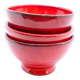 Lot de 3 bols en terre émaillée rouge vif made in France
