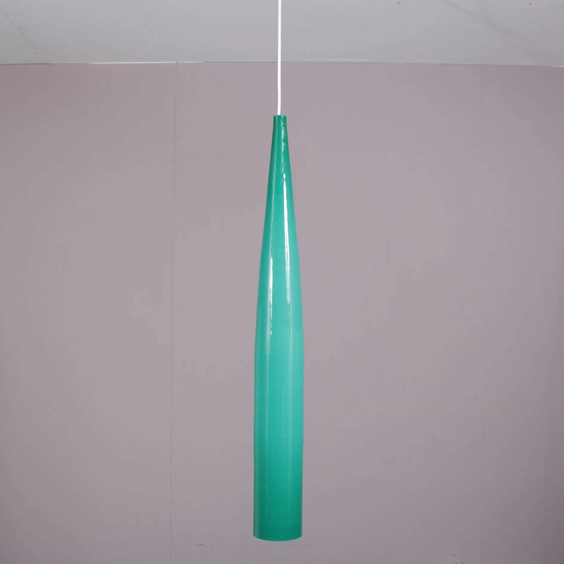 Suspension Alessandro Pianon en verre bleu sarcelle pour Vistosi, Italie 1960