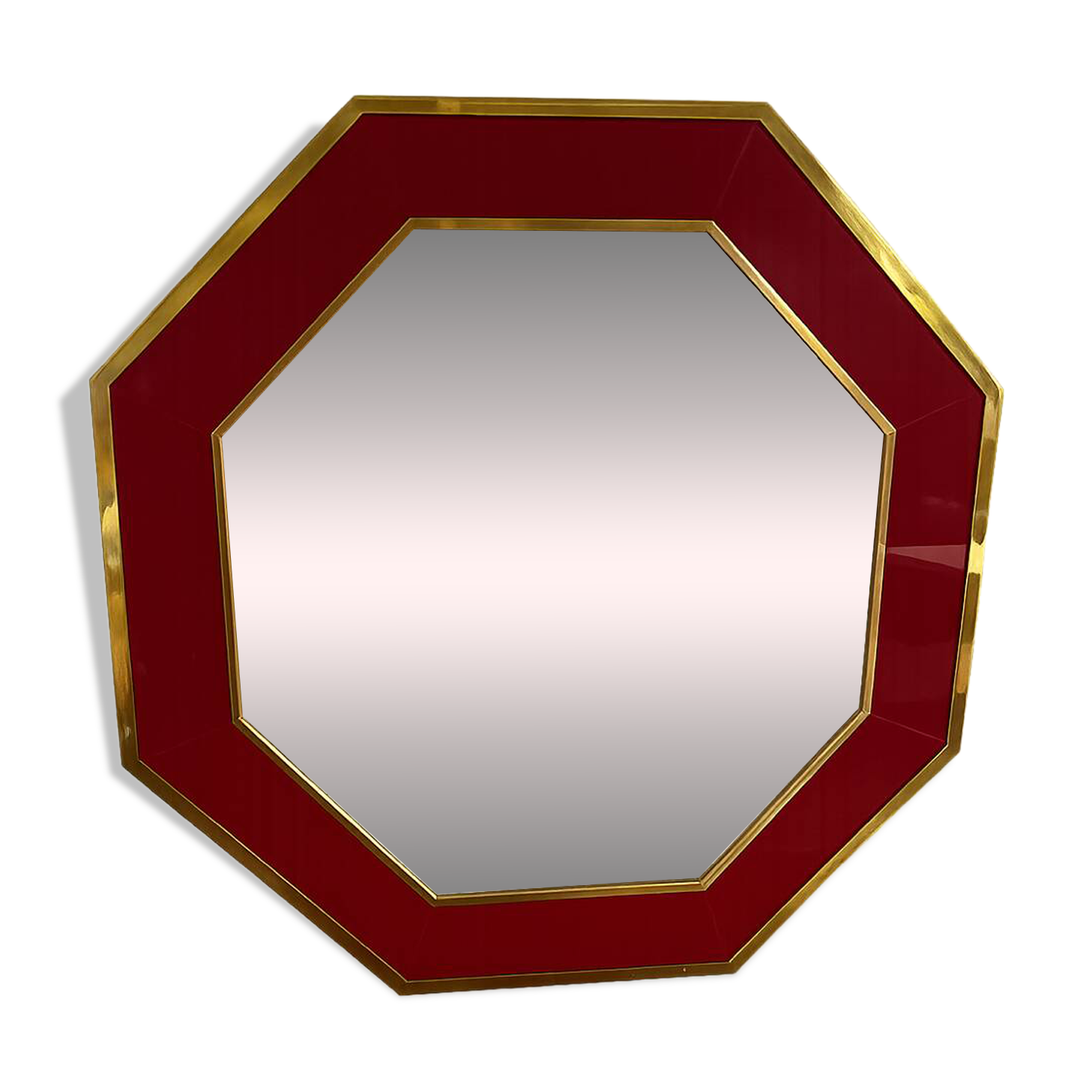 Burgundy octagonal mirror Éric Maville