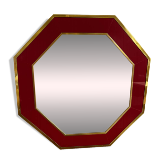 Burgundy octagonal mirror Éric Maville