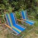 Pair of vintage nylon canvas folding garden armchairs