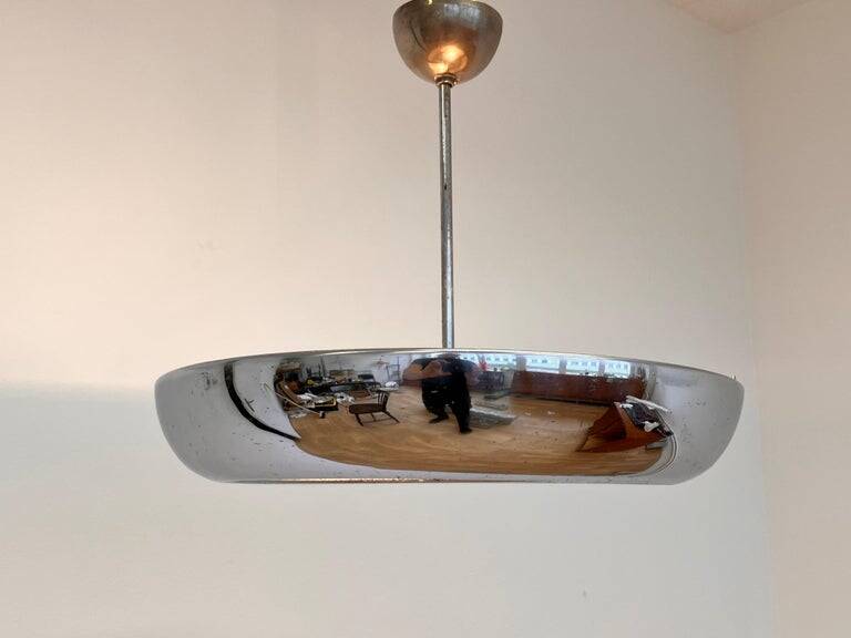 Chrome Bauhaus / Functionalism Pendant UFO by Napako, 1940s