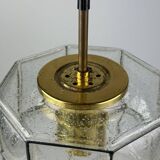 60s 70s ceiling lamp Glashütte Limburg Germany glass & brass Space Age
