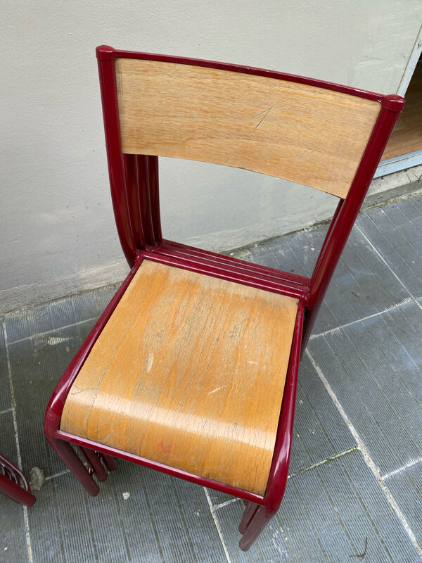 Chaises vintage d’écolier métal et bois taille adulte