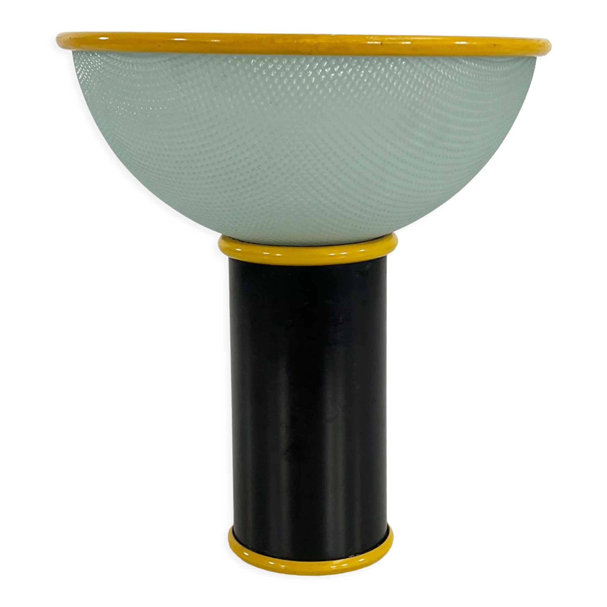 Lampe de table postmoderne  jaune et noire en métal et verre 1980