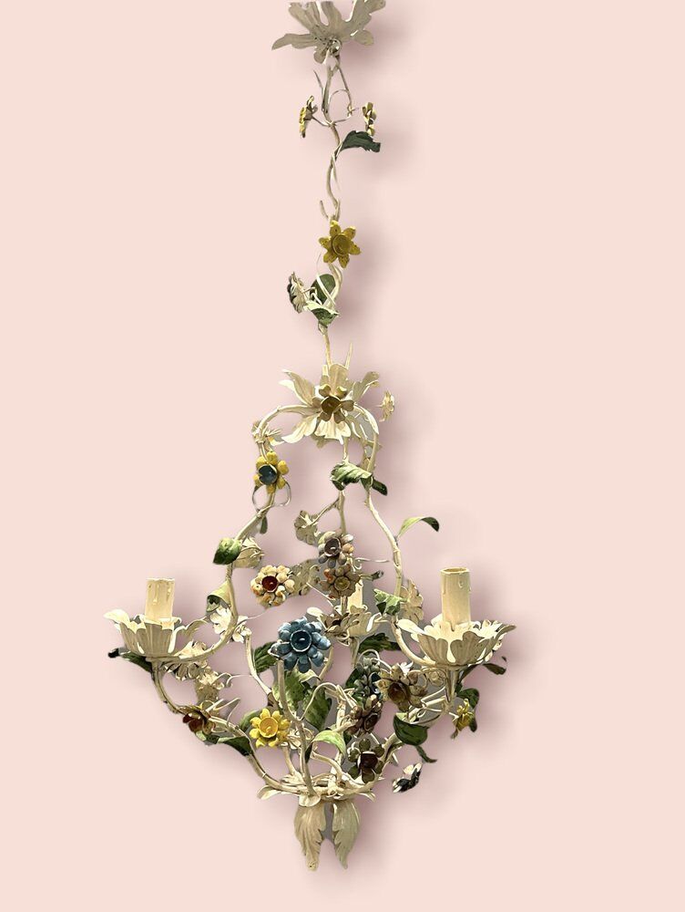 Lustre italien Tole Flower années 1960