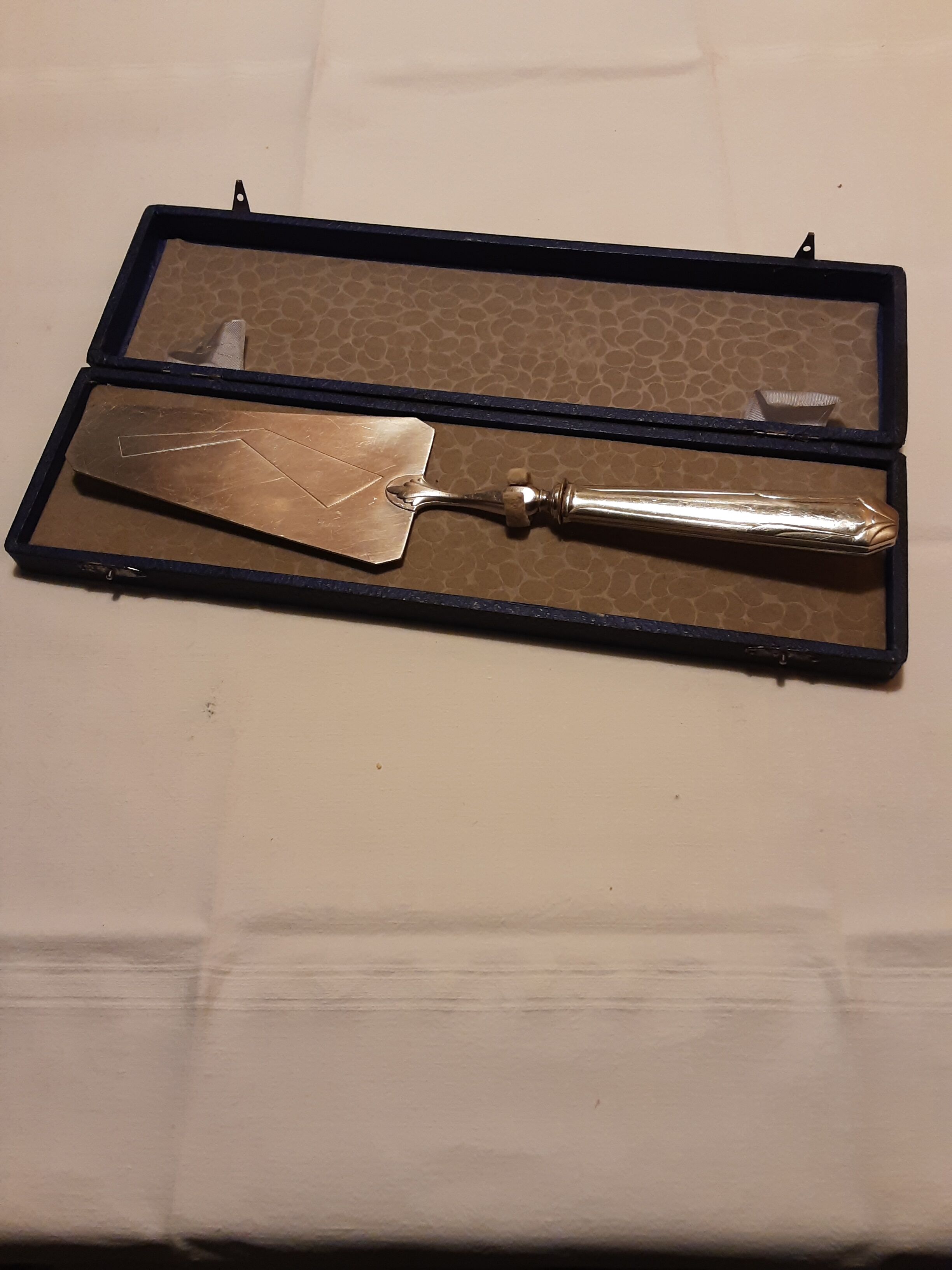 Silver metal pie shovel