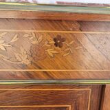 Buffet meuble d'appuie Napoléon iii en marqueterie florale et marbre 19ème