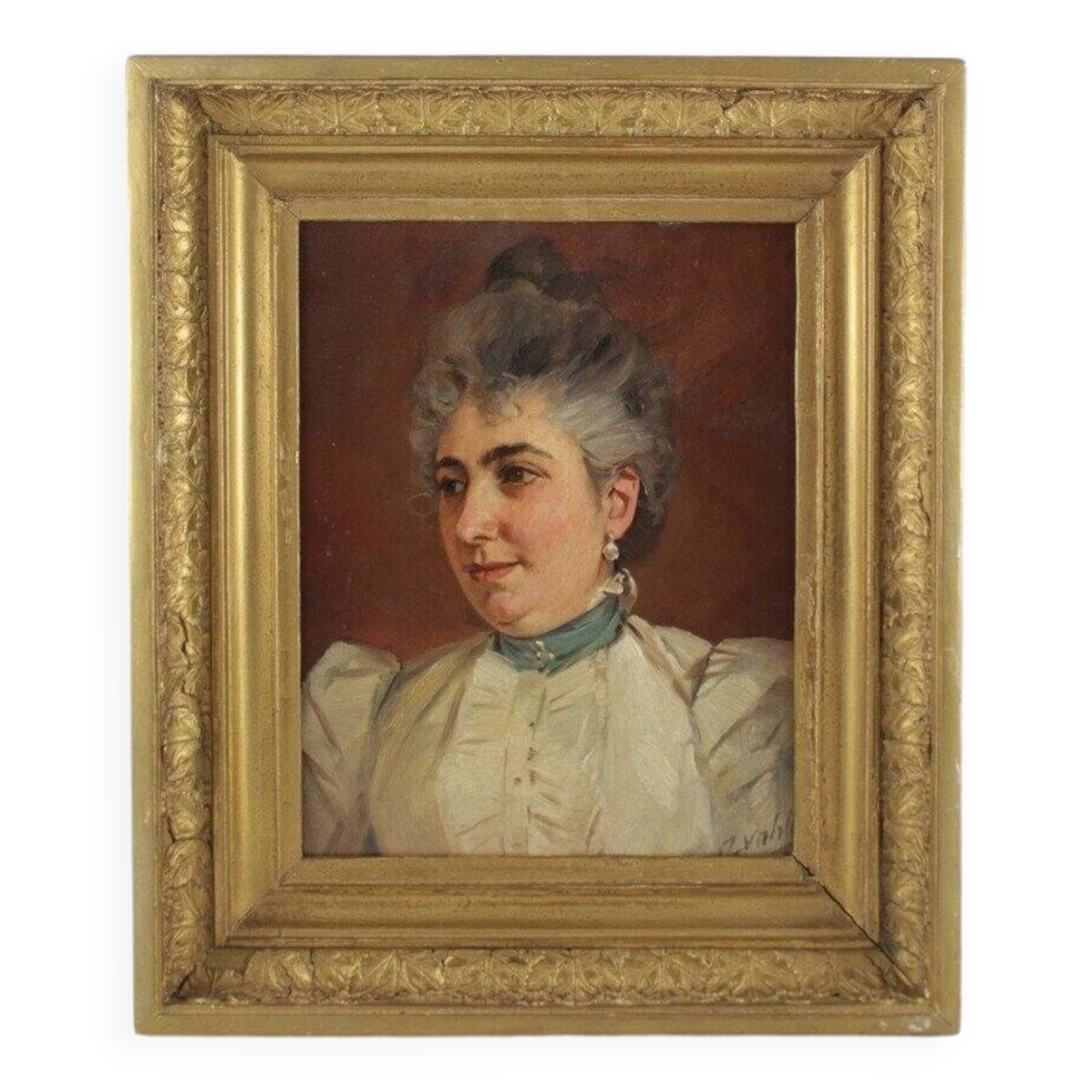 Antique Framed Portrait Painting of a Woman