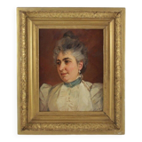 Portrait de femme encadré ancien