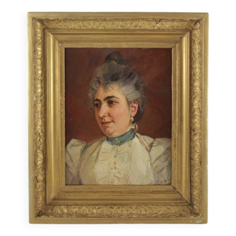 Antique Framed Portrait Painting of a Woman