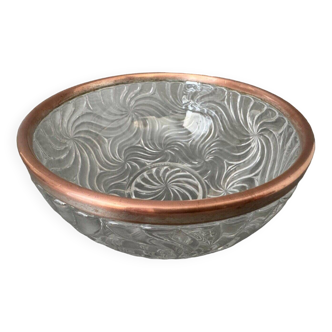 Baccarat salad bowl, Bamboo model, silver metal rim