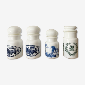 Apothecary pots in vintage opaline