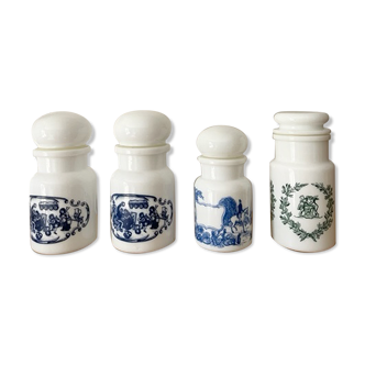Apothecary pots in vintage opaline