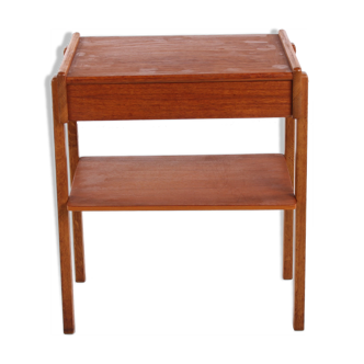 vintage bedside table teak and oak