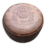 Leather pouf attributed to Angel Pazmino