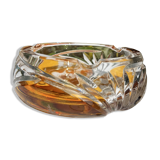 Magnificent Vintage Bohemian Ashtray in Cut Crystal of Yellow Orange