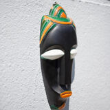 African polychrome faience mask from the Claude Tabet workshop, wall decoration, 50/60's