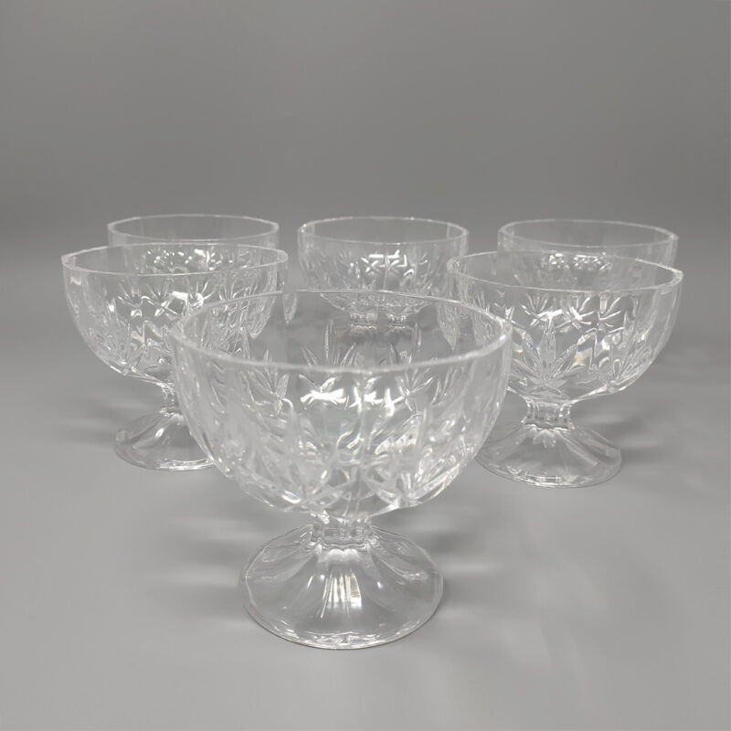 Carafe et verres en cristal elegant italian mid century des années 1960 avec 6 verres en cristal