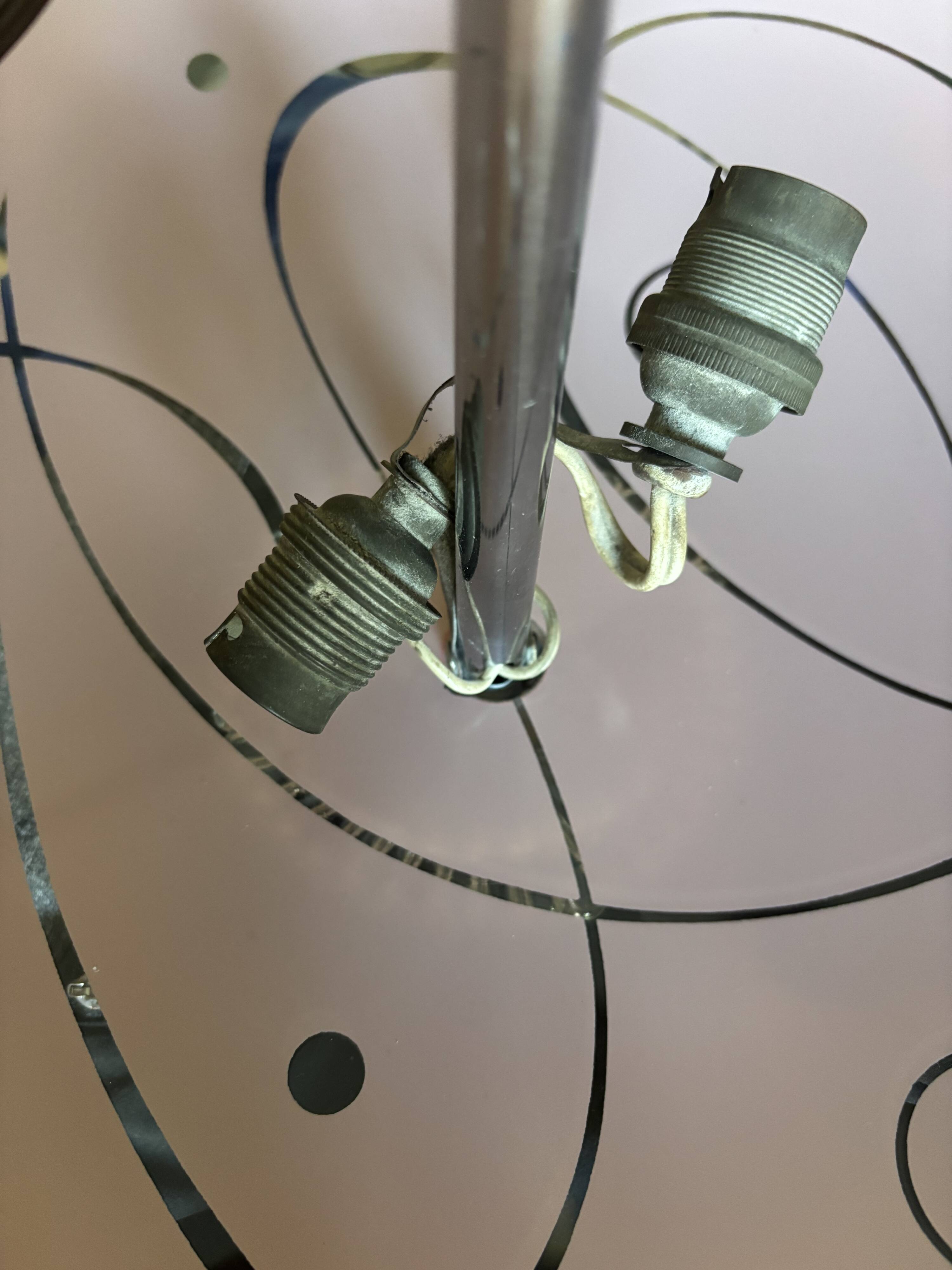 Vintage 1950s pink glass dome ceiling light - 39 x 40 cm